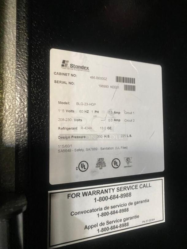 Master-Bilt BLG Plus Series Commercial Black Single Glass Door Reach In Freezer Merchandiser! Energy Star Certified! With Adjustable Wire Racks! Model: BLG-23-HGP SN: 196993 KEE01! 115V 1 Phase! - Image 7 of 8
