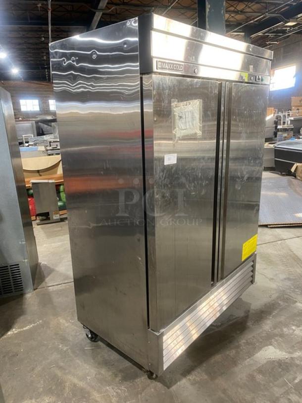 Maxx Cold Commercial Stainless Steel Solid 2 Door Reach In Freezer! With Poly Coated Wire Racks! Model: MXSF-49FDHC SN: 210010009! 115V 1 Phase! On Casters! - Image 2 of 9