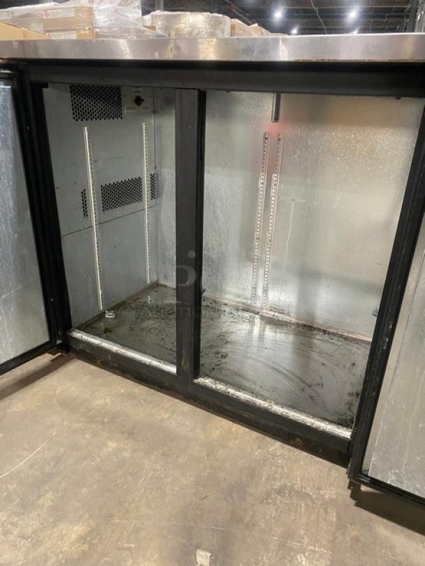 True Commercial Black 2 Door Refrigerated Back Bar Cooler! With Stainless Steel Worktop! On Casters! - Image 5 of 7