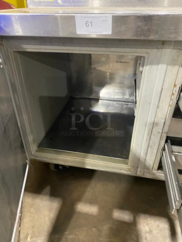 Randell Commercial Stainless Steel 2 Door/2 Drawer Refrigerated Mega Top Pizza Prep Table! With Poly Coated Wire Racks! Model: 51395PR SN: W 223453-1-1! 115V 1 Phase! On Casters! - Image 6 of 12