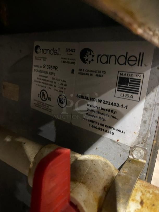 Randell Commercial Stainless Steel 2 Door/2 Drawer Refrigerated Mega Top Pizza Prep Table! With Poly Coated Wire Racks! Model: 51395PR SN: W 223453-1-1! 115V 1 Phase! On Casters! - Image 11 of 12