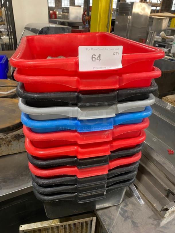 Lot Of Multi-Color Commercial Perforated Bus Bins! All One Money! - Image 1 of 4