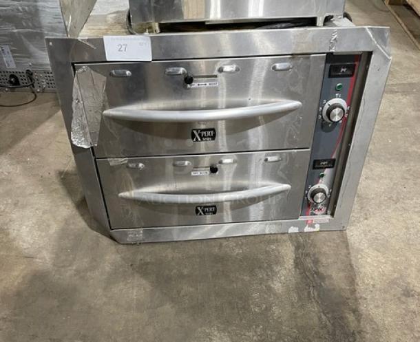 APW Wyott X-Pert Series Commercial Stainless Steel Electric Powered Free Standing Double Warming Drawer! Model:  HDDi-2-120-B-S SN: 813931406004! 120V 1 Phase! - Image 1 of 8
