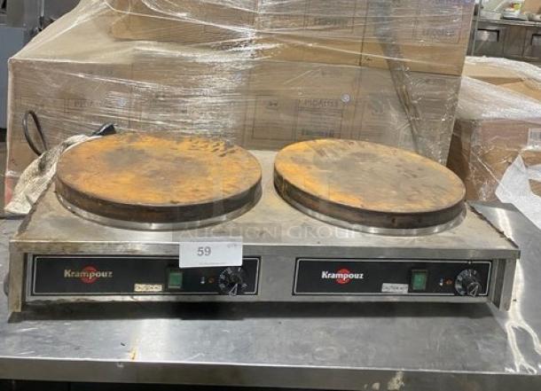 Krampouz Commercial Stainless Steel Electric Powered Countertop Dual Cast Iron Crepe Maker! Model: CECIJ40AT SN: 16062805005! 2x240V 1 Phase! - Image 1 of 8