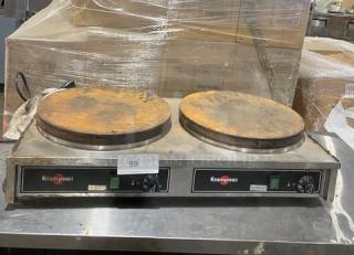 Krampouz Commercial Stainless Steel Electric Powered Countertop Dual Cast Iron Crepe Maker! Model: CECIJ40AT SN: 16062805005! 2x240V 1 Phase!