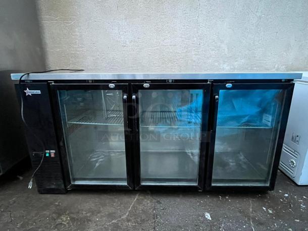 Omcan Back Bar Refrigerator - 3 Swinging Glass Doors, Black, 115v - Image 1 of 4
