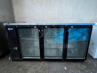 Omcan Back Bar Refrigerator - 3 Swinging Glass Doors, Black, 115v