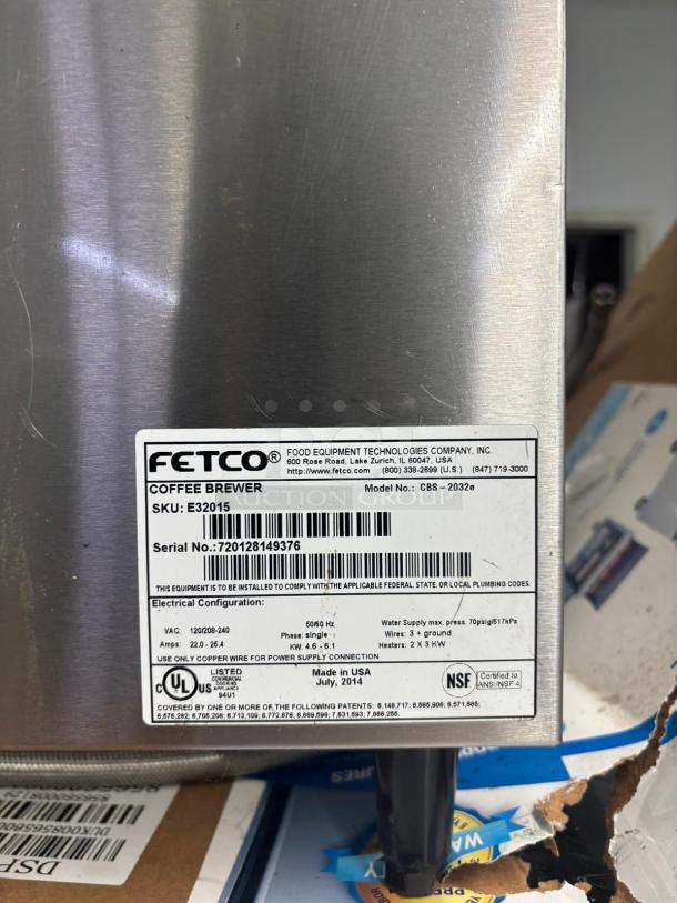 Fetco  Coffee Brewer E32015 - Stainless Steel - Image 5 of 5