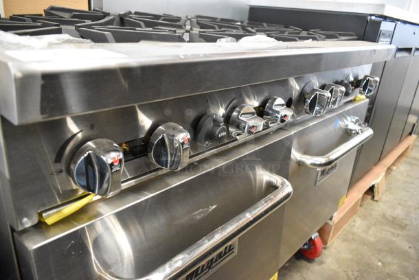 BRAND NEW! Migali C-RO8-LP Stainless Steel Commercial Propane Gas Powered 8 Burner Range w/ 2 Ovens and Back Splash on Commercial Casters. 184,000 BTU. Serial C-RO8-LPUSB200322081200920002 - Image 8 of 12
