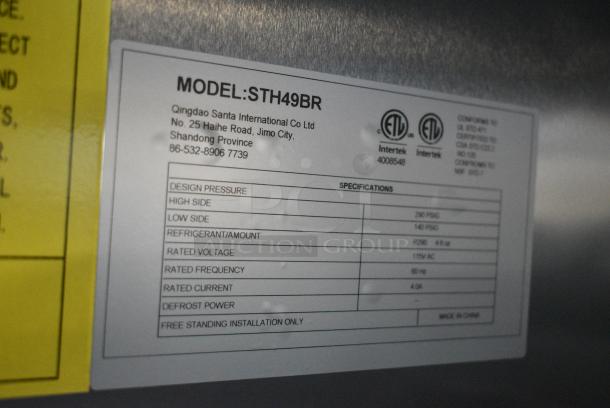 BRAND NEW! Javar STH49BR Stainless Steel Commercial 2 Door Reach In Cooler w/ Poly Coated Racks on Commercial Casters. 115 Volts, 1 Phase. Serial ST2300201ST54R22A001. Tested and Working! - Image 6 of 8