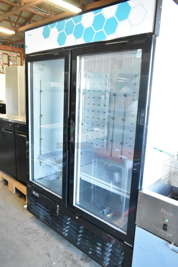 BRAND NEW! 2023 Migali C-49RM-HC Metal Commercial 2 Door Reach In Cooler Merchandiser w/ Poly Coated Racks on Commercial Casters. 115 Volts, 1 Phase. Serial C-49RM-HC003230428092C0017. Tested and Working! - Image 2 of 7