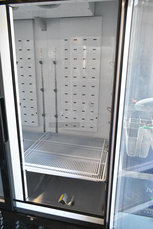 BRAND NEW! 2023 Migali C-49RM-HC Metal Commercial 2 Door Reach In Cooler Merchandiser w/ Poly Coated Racks on Commercial Casters. 115 Volts, 1 Phase. Serial C-49RM-HC003230428092C0017. Tested and Working! - Image 5 of 7