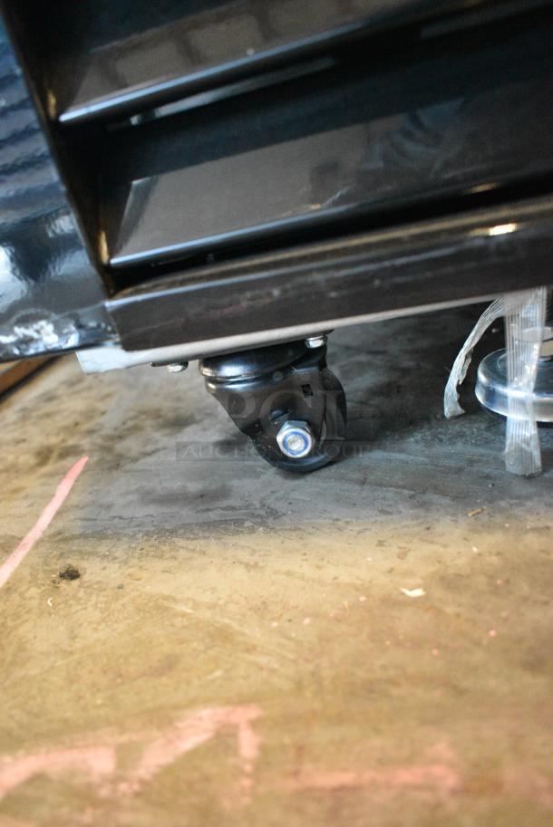 BRAND NEW! 2023 Migali C-49RM-HC Metal Commercial 2 Door Reach In Cooler Merchandiser w/ Poly Coated Racks on Commercial Casters. 115 Volts, 1 Phase. Serial C-49RM-HC003230726092C0013. Tested and Working! - Image 4 of 7