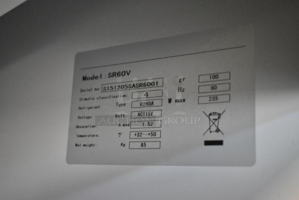 BRAND NEW! SR60V Metal  Commercial Single Door Reach In Cooler. 115 Volts, 1 Phase. Serial S151205SASR6001. Tested and Working! - Image 5 of 6