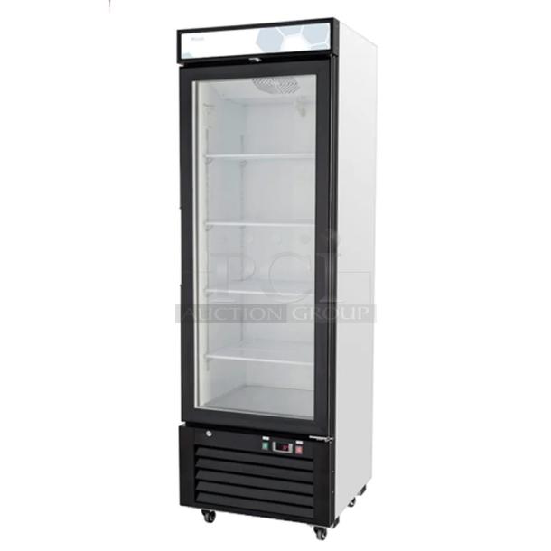 BRAND NEW! 2019 Migali C-12RM-HC Metal Commercial Single Door Reach In Cooler Merchandiser w/ Poly Coated Racks on Commercial Casters. 115 Volts, 1 Phase. Serial C-12RM-HC00319070800920002. Tested and Working! - Image 1 of 6