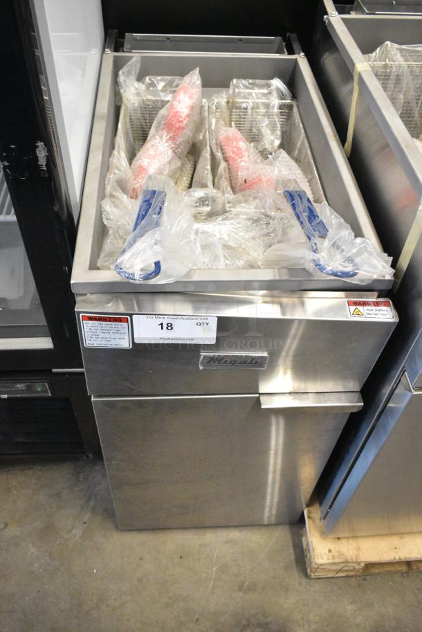 BRAND NEW! 2022 Migali C-F50-NG Stainless Steel Commercial Natural Gas Powered Deep Fat Fryer w/ 2 Metal Fry Baskets. 136,000 BTU. Serial C-F50-NGUSB100322081000920023 - Image 2 of 7