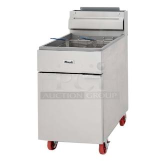 BRAND NEW! 2017 Migali C-F75-LP Stainless Steel Commercial Propane Gas Powered Deep Fat Fryer w/ 2 Metal Fry Baskets. 150,000 BTU. Serial C-F75-LPUSB200317062000920010