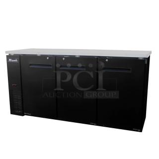 BRAND NEW! Migali C-BB72-HC Stainless Steel Commercial 3 Door Back Bar Cooler. 115 Volts, 1 Phase. Serial 5382331817080904. Tested and Working!