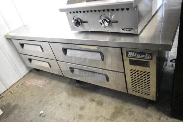 BRAND NEW! 2022 Migali C-CB72-76-HC Stainless Steel Commercial 4 Drawer Chef Base on Commercial Casters. 115 Volts, 1 Phase. Serial C-CB72-76-HC003220406092C0004. Tested and Working! - Image 2 of 10