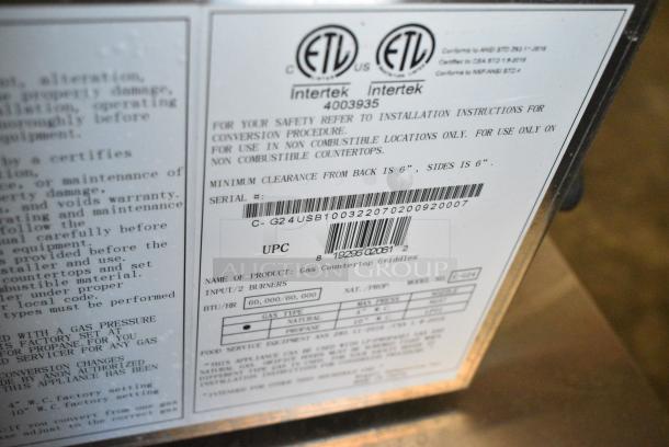 BRAND NEW! Migali C-G24 Stainless Steel Commercial Countertop Natural Gas Powered Flat Top Griddle. Serial C-G24USB100322070200920007 - Image 8 of 8