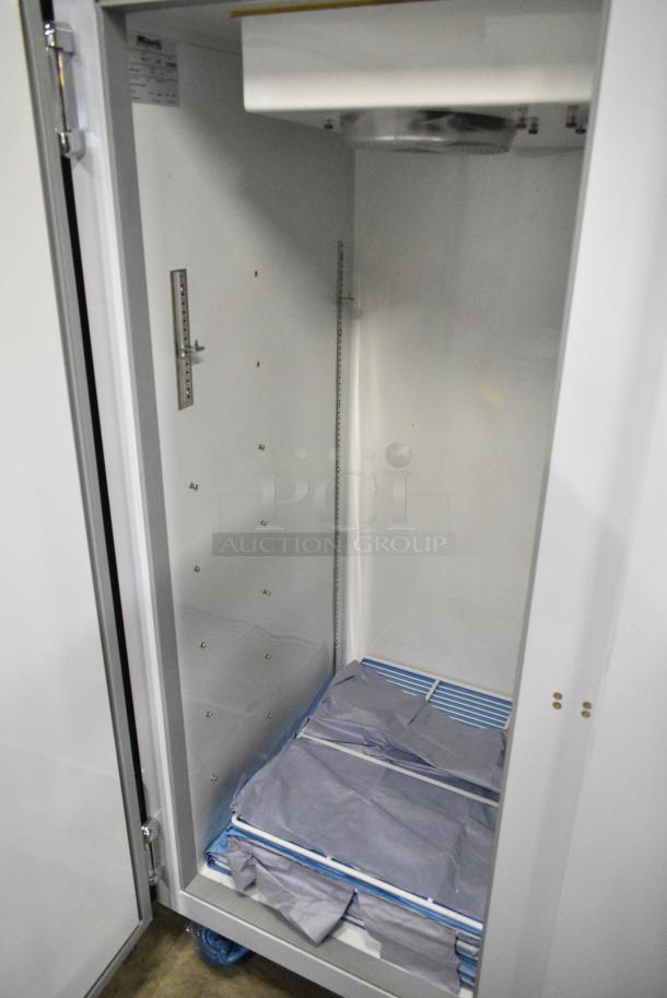 BRAND NEW! 2023 Migali EVOx-2F Stainless Steel Commercial 2 Door Reach In Freezer w/ Poly Coated Racks on Commercial Casters. 208/230 Volts, 1 Phase. Serial 10156832 - Image 4 of 6