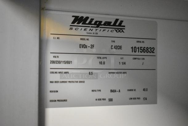 BRAND NEW! 2023 Migali EVOx-2F Stainless Steel Commercial 2 Door Reach In Freezer w/ Poly Coated Racks on Commercial Casters. 208/230 Volts, 1 Phase. Serial 10156832 - Image 6 of 6