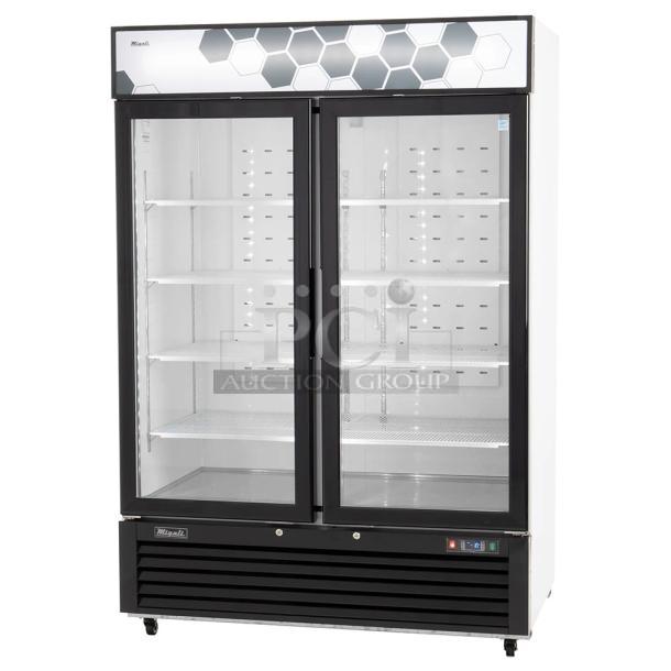 BRAND NEW! 2022 Migali C-49FM-HCe Metal Commercial 2 Door Reach In Freezer Merchandiser w/ Poly Coated Racks on Commercial Casters. 115 Volts, 1 Phase. Serial C-49FM-HCe003221216092C0011. Tested and Working! - Image 1 of 6