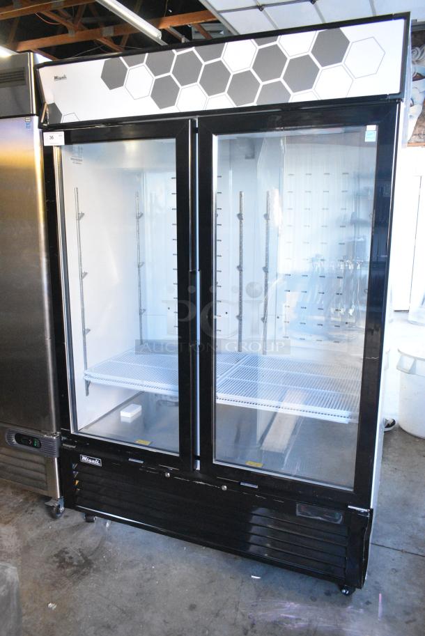 BRAND NEW! 2022 Migali C-49FM-HCe Metal Commercial 2 Door Reach In Freezer Merchandiser w/ Poly Coated Racks on Commercial Casters. 115 Volts, 1 Phase. Serial C-49FM-HCe003221220092C0007. Tested and Working! - Image 2 of 7