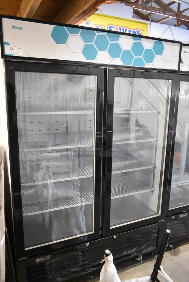 BRAND NEW! 2023 Migali C-49RM-HC Metal Commercial 2 Door Reach In Cooler Merchandiser w/ Poly Coated Racks on Commercial Casters. 115 Volts, 1 Phase. Serial C-49RM-HC003230505092C0022. Tested and Working! - Image 2 of 7