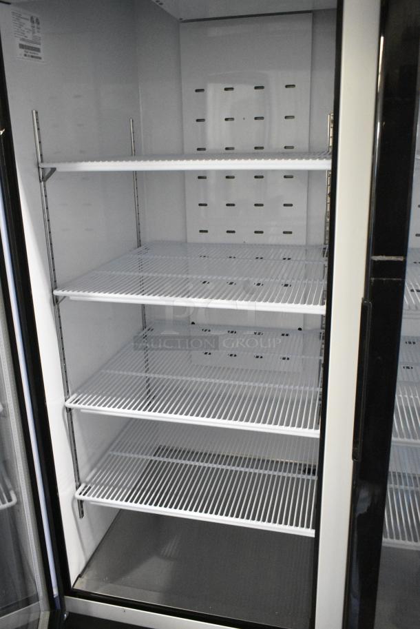 BRAND NEW! 2023 Migali C-49RM-HC Metal Commercial 2 Door Reach In Cooler Merchandiser w/ Poly Coated Racks on Commercial Casters. 115 Volts, 1 Phase. Serial C-49RM-HC003230505092C0022. Tested and Working! - Image 5 of 7