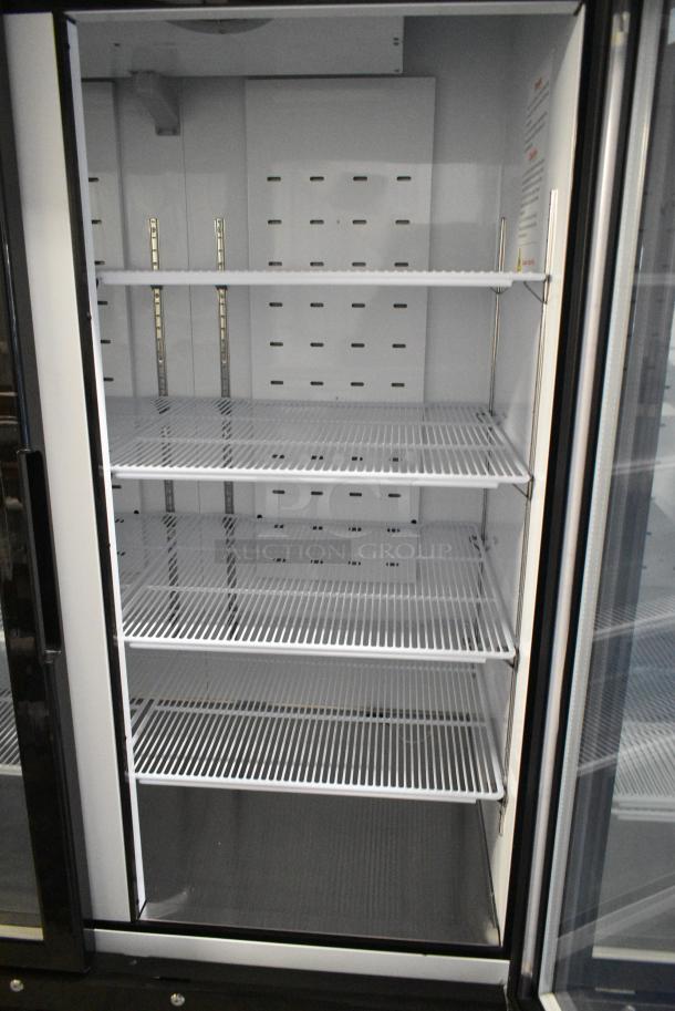 BRAND NEW! 2023 Migali C-49RM-HC Metal Commercial 2 Door Reach In Cooler Merchandiser w/ Poly Coated Racks on Commercial Casters. 115 Volts, 1 Phase. Serial C-49RM-HC003230505092C0022. Tested and Working! - Image 6 of 7