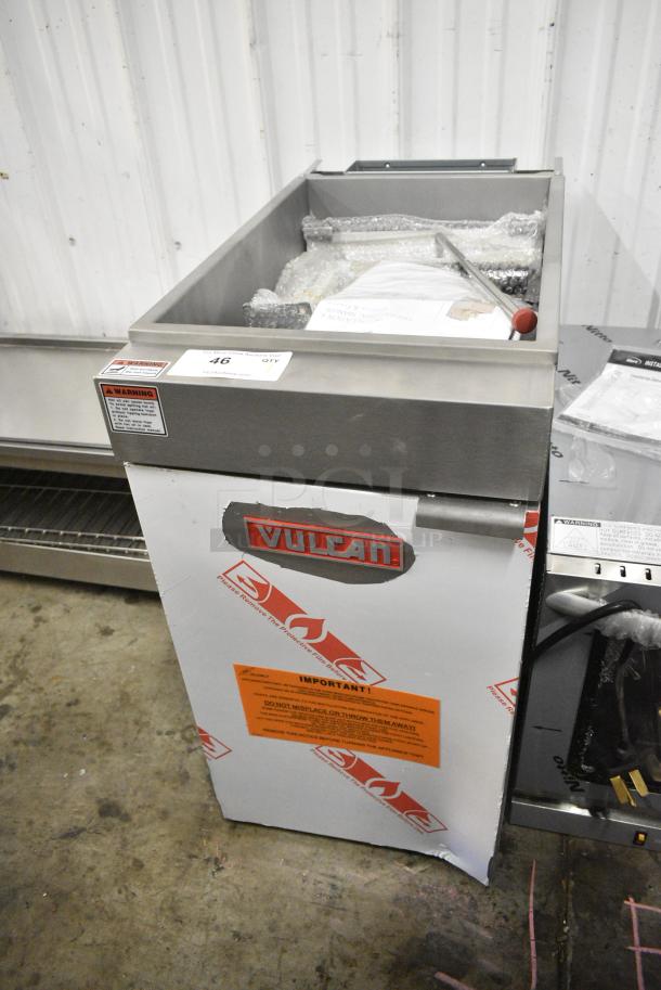 BRAND NEW SCRATCH AND DENT! Vulcan LG300-6 Stainless Steel Commercial Floor Style Propane Gas Powered Deep Fat Fryer w/ 2 Metal Fry Baskets. 90,000 BTU. - Image 1 of 6