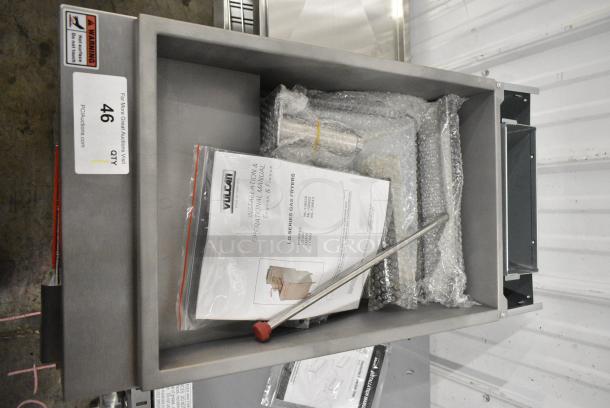 BRAND NEW SCRATCH AND DENT! Vulcan LG300-6 Stainless Steel Commercial Floor Style Propane Gas Powered Deep Fat Fryer w/ 2 Metal Fry Baskets. 90,000 BTU. - Image 3 of 6