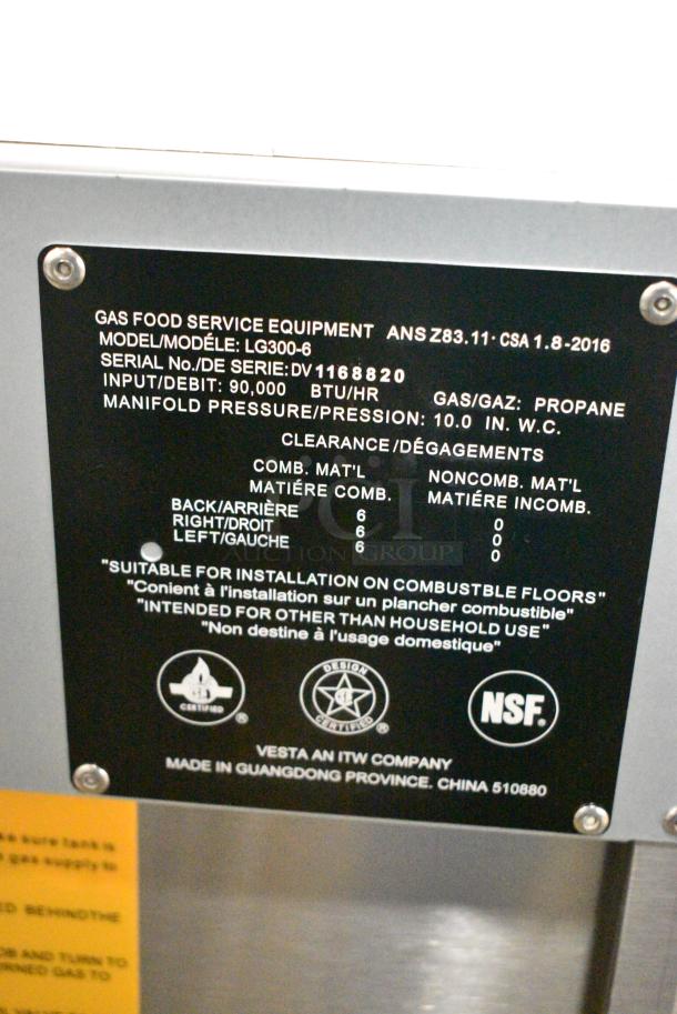 BRAND NEW SCRATCH AND DENT! Vulcan LG300-6 Stainless Steel Commercial Floor Style Propane Gas Powered Deep Fat Fryer w/ 2 Metal Fry Baskets. 90,000 BTU. - Image 6 of 6