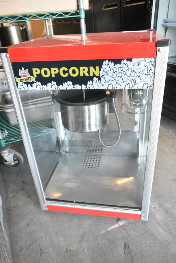 BRAND NEW SCRATCH AND DENT! 2023 Carnival King 382PM50NR Royalty Series 12 oz. Red Commercial Popcorn Machine / Popper. 115 Volts, 1 Phase. Cannot Test Due To Missing Power Cord - Image 4 of 5