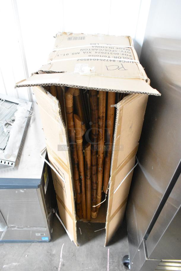 BRAND NEW SCRATCH AND DENT! Box of 4 Tortoise Wooden Folding Chairs. - Image 2 of 3