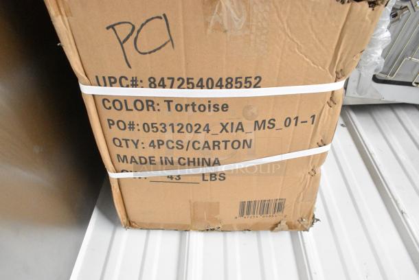 BRAND NEW SCRATCH AND DENT! Box of 4 Tortoise Wooden Folding Chairs. - Image 3 of 3