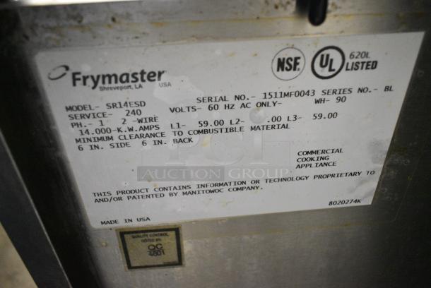 Frymaster SR14ESD Stainless Steel Commercial Floor Style Electric Powered Deep Fat Fryer w/ 2 Metal Fry Baskets. 240 Volts, 1 Phase. - Image 6 of 6