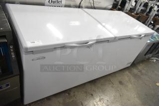 KoolMore SCF-24C Metal Commercial 2 Lid Chest Freezer on Commercial Casters. 115 Volts, 1 Phase. Tested and Working!