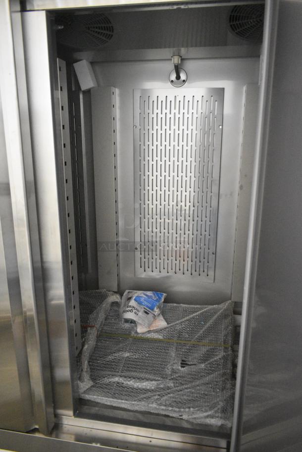 BRAND NEW SCRATCH AND DENT! 2024 Avantco 178SS3RHC Stainless Steel Commercial 3 Door Reach In Cooler w/ Poly Coated Racks on Commercial Casters. 115 Volts, 1 Phase. Tested and Working! - Image 5 of 7