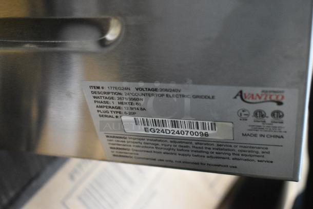 BRAND NEW SCRATCH AND DENT! Avantco 177EG24N Stainless Steel Commercial Countertop 24" Electric Countertop Griddle . 208/240 Volts, 1 Phase. - Image 6 of 6