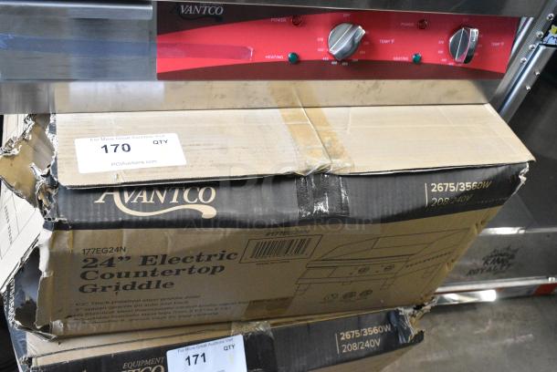 BRAND NEW SCRATCH AND DENT! Avantco 177EG24N Stainless Steel Commercial Countertop 24" Electric Countertop Griddle . 208/240 Volts, 1 Phase. - Image 2 of 3