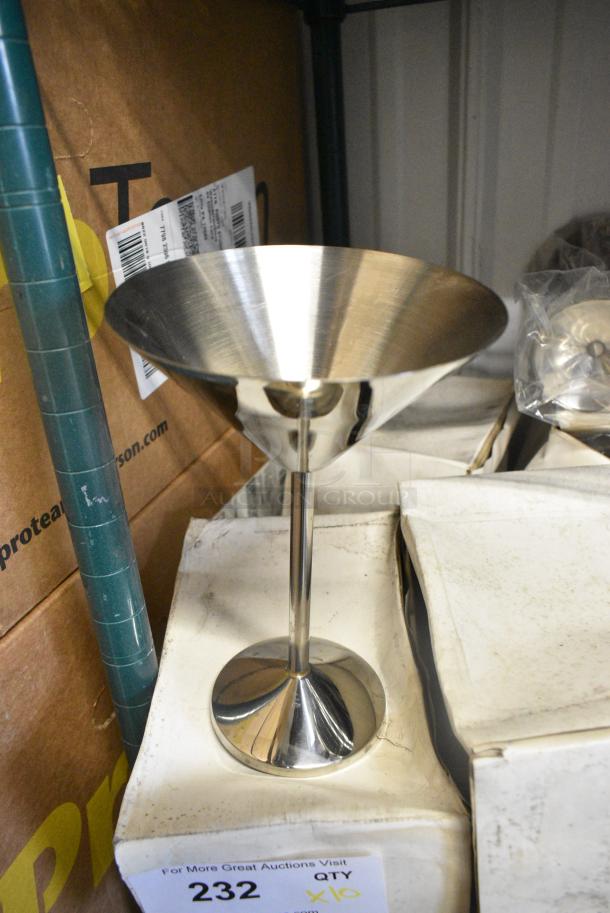 10 BRAND NEW IN BOX! Metal Martini Glasses. 10 Times Your Bid! - Image 1 of 3
