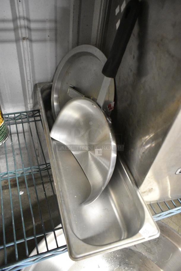 3 Various Items Including Stainless Steel Drop In Bin, Aluminum Catch Pan and Lid. 3 Times Your Bid! - Image 1 of 2