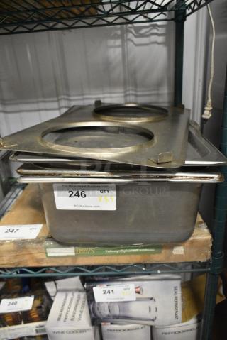 5 Various Items Including Stainless Steel Drop In Bin and Adapter Plate. 5 Times Your Bid!