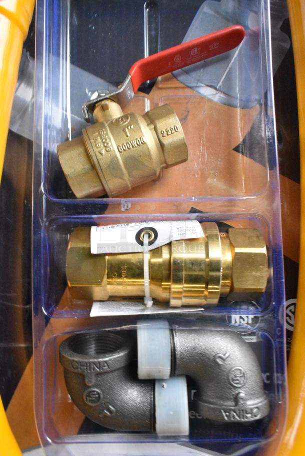 3 BRAND NEW SCRATCH AND DENT! Regency 600GKM1060 60" Mobile Gas Connector Hose Kit with 2 Elbows, Full Port Valve, Restraining Device, and Quick Disconnect - 1". 3 Times Your Bid! - Image 4 of 7