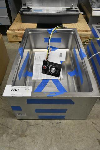 BRAND NEW SCRATCH AND DENT! 177BM12RA Avantco BM-12RA Bottom Mount Drop-In Full Size Hot Food Well with Round Inside Corners and Drain. 120 Volts, 1 Phase. Cannot Test Due To Missing Power Cord