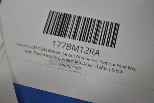 BRAND NEW SCRATCH AND DENT! 177BM12RA Avantco BM-12RA Bottom Mount Drop-In Full Size Hot Food Well with Round Inside Corners and Drain. 120 Volts, 1 Phase. Cannot Test Due To Missing Power Cord - Image 4 of 5