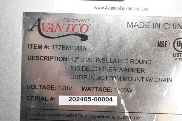 BRAND NEW SCRATCH AND DENT! 177BM12RA Avantco BM-12RA Bottom Mount Drop-In Full Size Hot Food Well with Round Inside Corners and Drain. 120 Volts, 1 Phase. Cannot Test Due To Missing Power Cord - Image 5 of 5