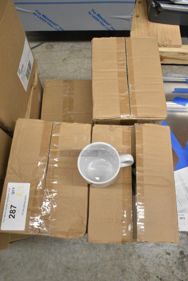 7 BRAND NEW SCRATCH AND DENT! Boxes of 12 Steelite 6900E510 Varick Classic Cafe from Steelite International 10 oz. Bright White Stack Mugs. 7 Times Your Bid! - Image 3 of 4